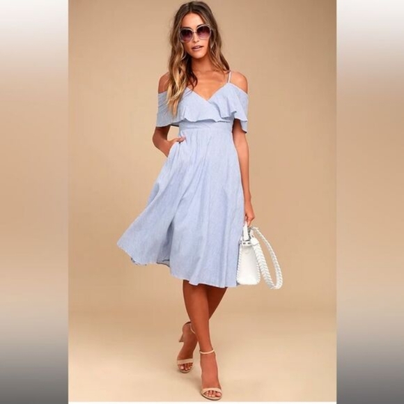 Lulus Dresses & Skirts - Lulu's Light Blue Off-Shoulder Dress